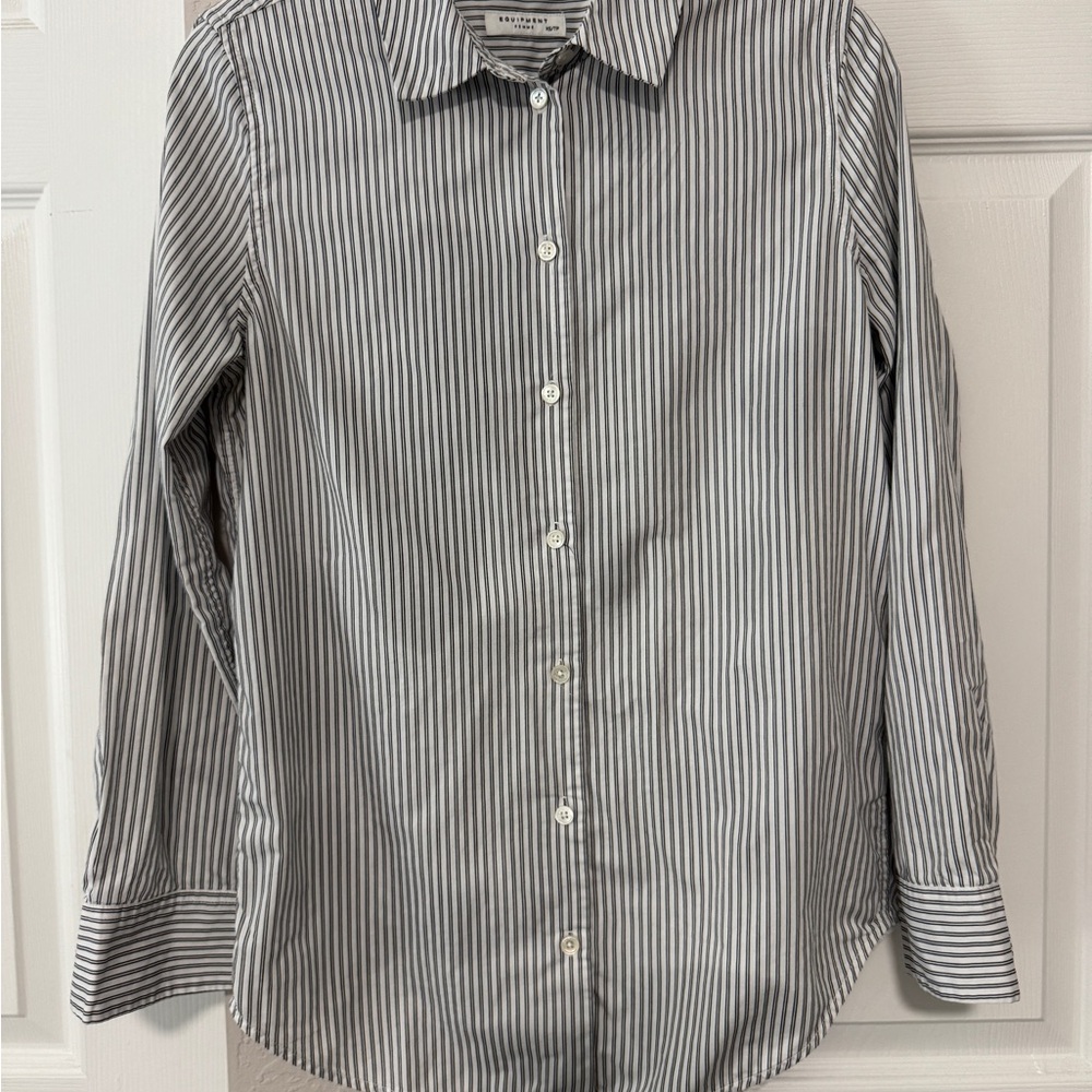 Equipment Black and White Striped Button Down Shirt